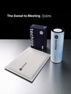 Techtee products including a box, non-woven pouch, and cylindrical container on a reflective surface with a reflective background.